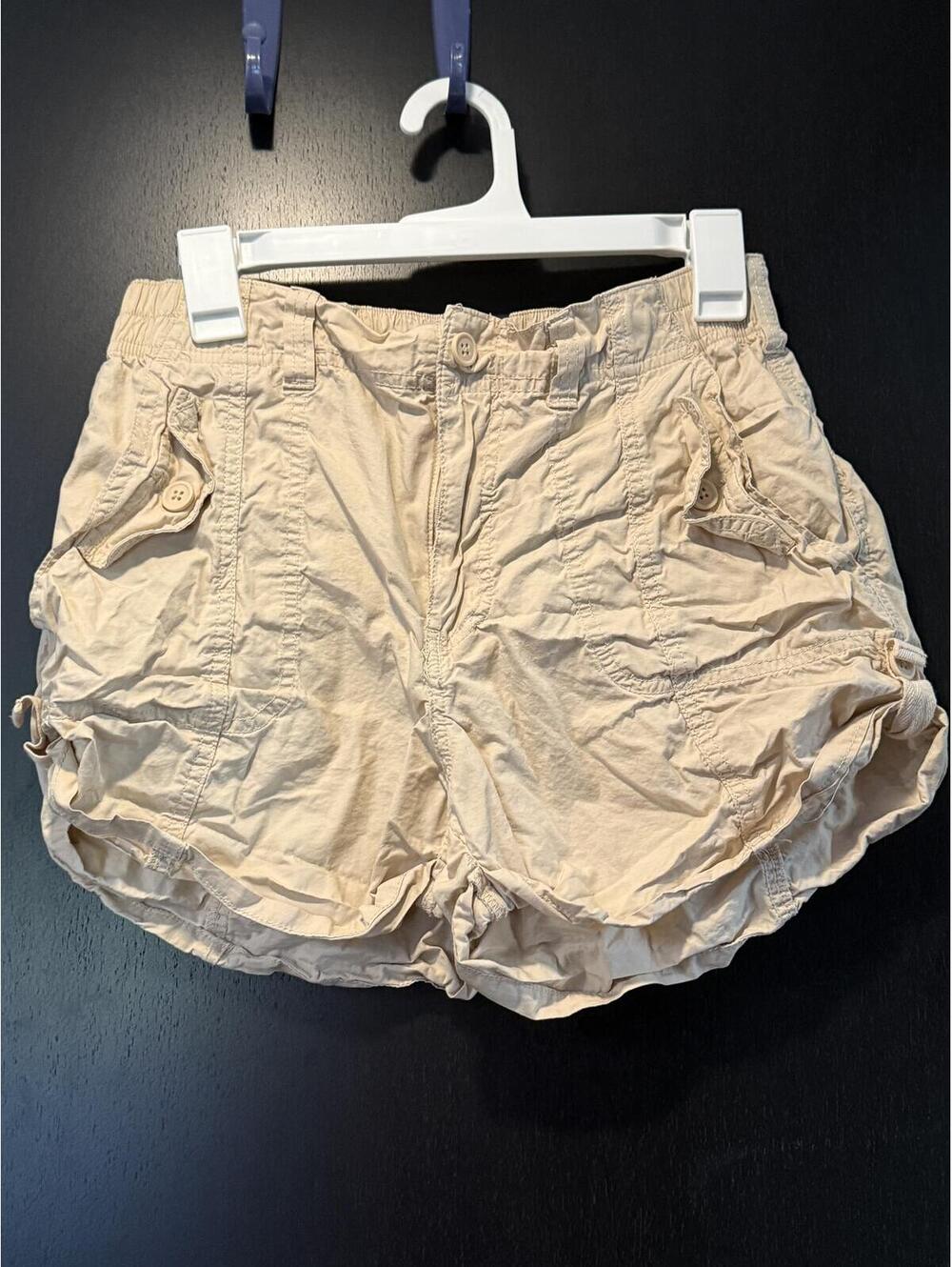 Madden NYC Beige Elastic Waist Crinkle Shorts Size L